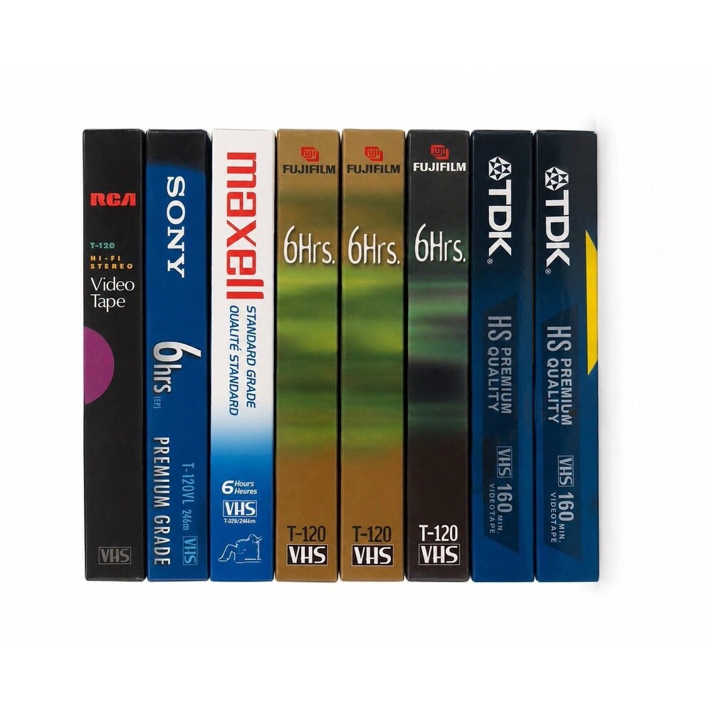 Lot of 8 NOS Sealed Blank VHS Tapes TDK Sony Maxell Fuji RCA T120 T160